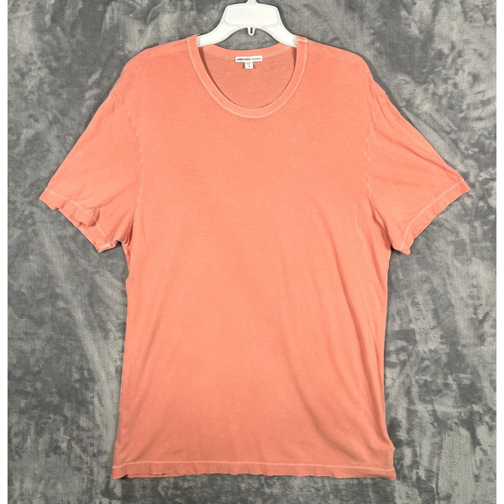 James Perse Short Sleeve Crewneck T Shirt Mens Large 3 Peach Salmon Coral Orange